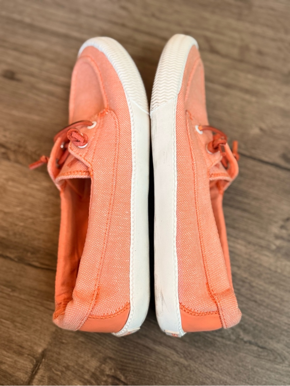 Sperry Coral-Orange Canvas Boat Shoes size 9 - Picture 3 of 5